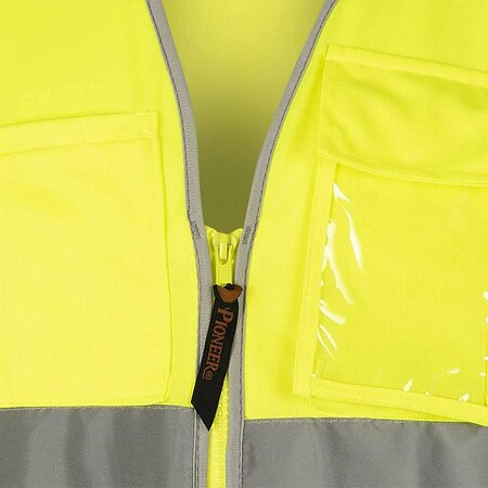 Pioneer Tricot Safety Vest, Green, XL, 2 Stripe V1025160U-XL